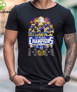 2023 CFP national Champions Michigan Wolverines 34 13 Washington Huskies player signatures logo firework shirt