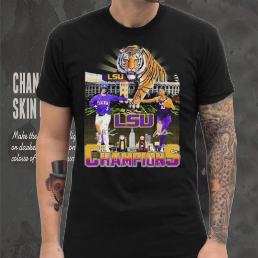 2023 Champions Dylan Crews And Angel Reese LSU Tigers Signatures shirt