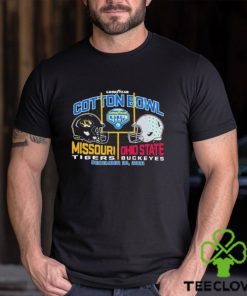 2023 Cotton Bowl Missouri Tigers vs. Ohio State Buckeyes Dueling Helmet Shirt 1 2023 Cotton Bowl Missouri Tigers vs. Ohio State Buckeyes Dueling Helmet Shirt