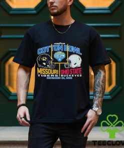 2023 Cotton Bowl Missouri Tigers vs. Ohio State Buckeyes Dueling Helmet Shirt 2 2023 Cotton Bowl Missouri Tigers vs. Ohio State Buckeyes Dueling Helmet Shirt