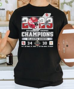 2023 Golden Hat Trophy Champions Oklahoma Sooners 34 Texas Longhorns 30 Sat, October, 07, 2023 Cotton Bowl Stadium T Shirt