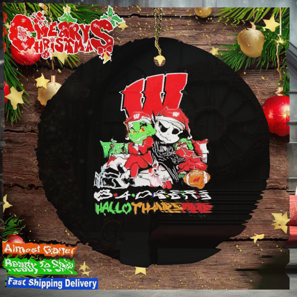 2023 Grinch And Jack Skellington hat santa Friends Badgers Hallothanksmas Ornament 2023 Grinch And Jack Skellington hat santa Friends Badgers Hallothanksmas Ornament