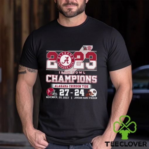 2023 Iron Bowl Champions Alabama Crimson Tide 27 – 24 Auburn Tigers November 25, 2023 Jordan Hare Stadium T Shirt