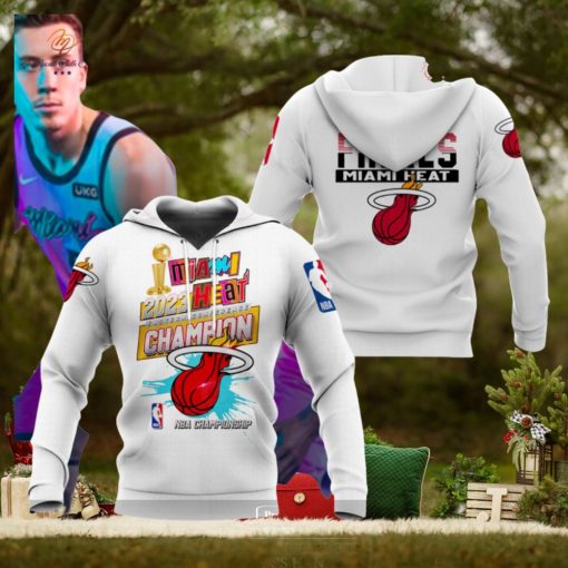 2023 NBA Finals Miami Heat Champions White Hoodie Sweatshirt 3D