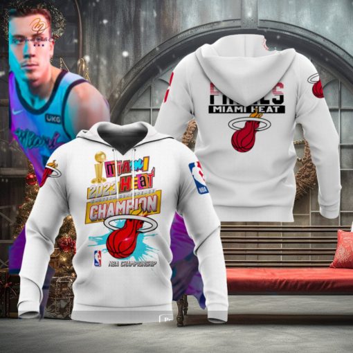 2023 NBA Finals Miami Heat Champions White Hoodie Sweatshirt 3D
