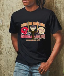 2023 Orange Bowl Georgia Bulldogs vs. Florida State Seminoles Dueling Helmet Shirt