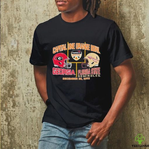 2023 Orange Bowl Georgia Bulldogs vs. Florida State Seminoles Dueling Helmet Shirt