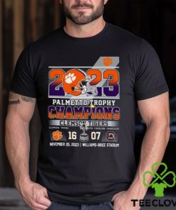 2023 Palmetto Trophy Champions Clemson Tigers 16 – 07 South Carolina Gamecocks November 25, 2023 Williams Brice Stadium T Shirt