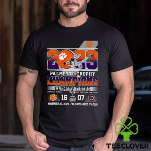 2023 Palmetto Trophy Champions Clemson Tigers 16 – 07 South Carolina Gamecocks November 25, 2023 Williams Brice Stadium T Shirt