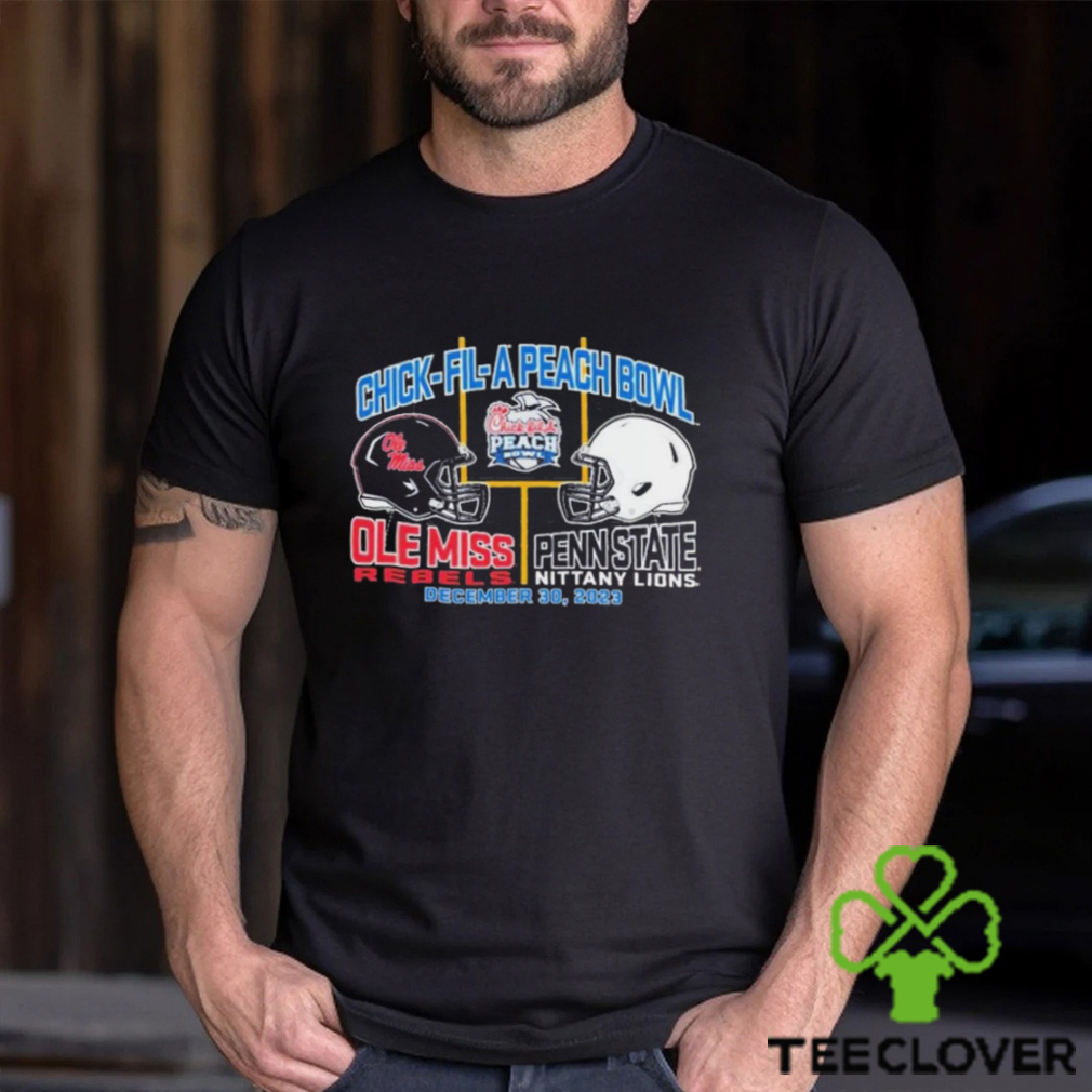 2023 Peach Bowl Ole Miss Rebels vs. Penn State Nittany Lions Helmet Shirt 2023 Peach Bowl Ole Miss Rebels vs. Penn State Nittany Lions Helmet Shirt