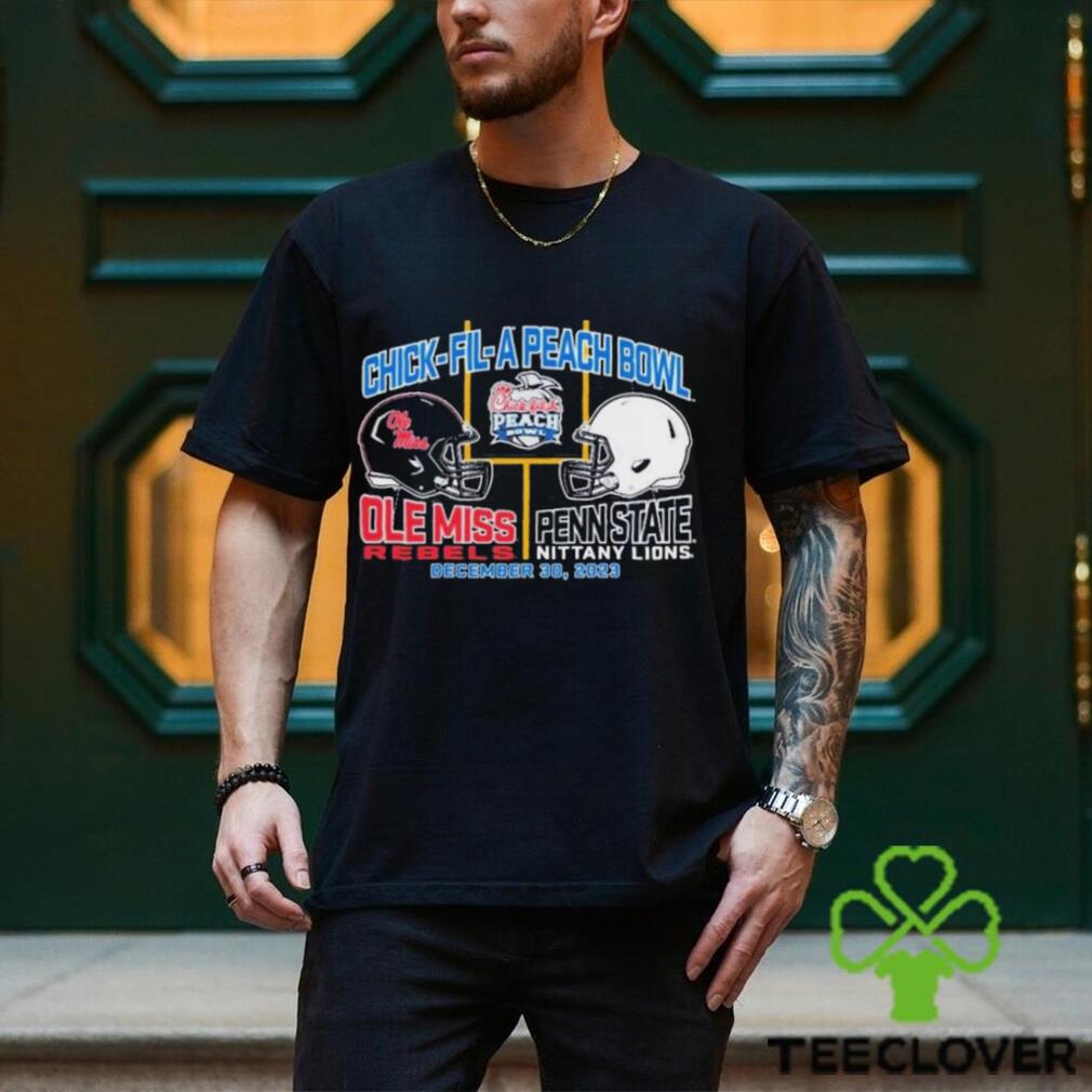 2023 Peach Bowl Ole Miss Rebels vs. Penn State Nittany Lions Helmet Shirt 2023 Peach Bowl Ole Miss Rebels vs. Penn State Nittany Lions Helmet Shirt