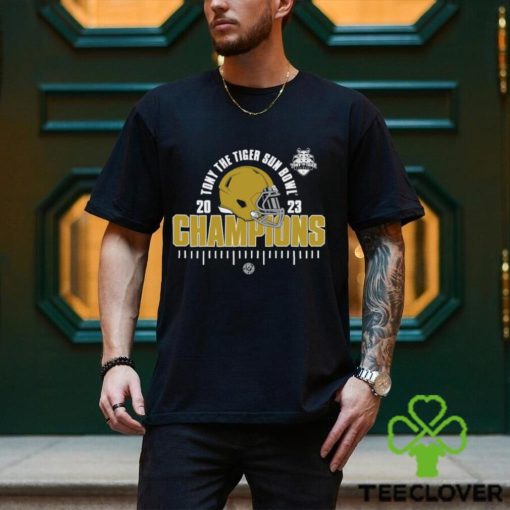 2023 Tony the Tiger Sun Bowl Champions Notre Dame Fighting Irish Football Helmet Shirt