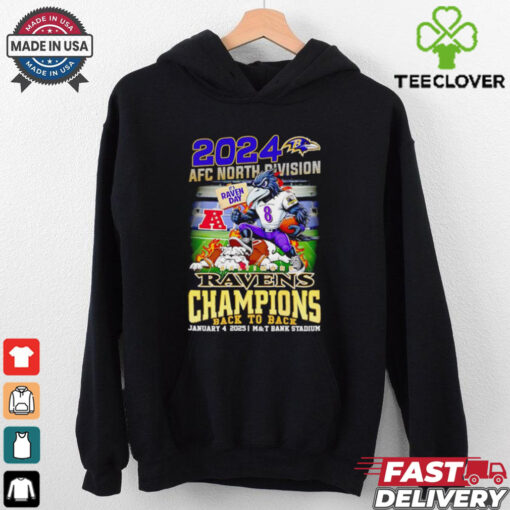 2024 AFC North Division Baltimore Ravens Champions back to back mascot shirt