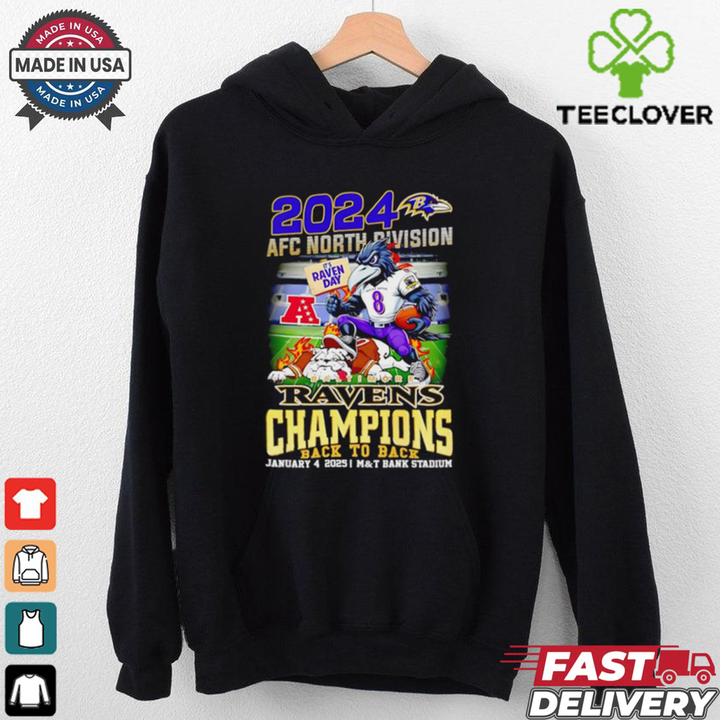 2024 AFC North Division Baltimore Ravens Champions back to back mascot shirt 2024 AFC North Division Baltimore Ravens Champions back to back mascot shirt