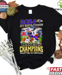 2024 AFC North Division Baltimore Ravens Champions back to back mascot shirt