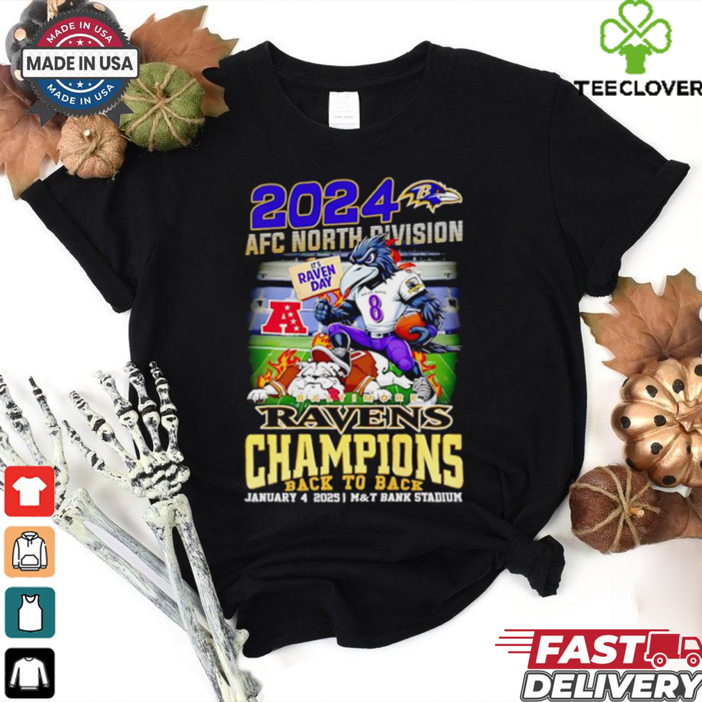 2024 AFC North Division Baltimore Ravens Champions back to back mascot shirt 2024 AFC North Division Baltimore Ravens Champions back to back mascot shirt