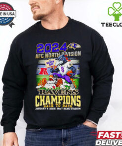 **2024 AFC North Division Baltimore Ravens Champions Back to Back Mascot Shirt** – Celebrate the Baltimore Ravens' back-to-back AFC North Division championships with this stylish mascot shirt, showing your pride for the team’s success!