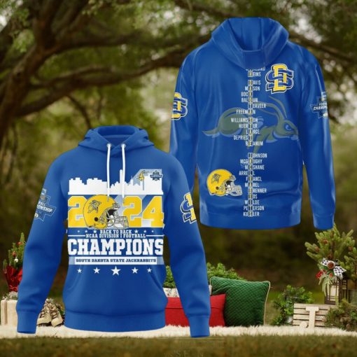 2024 Back To Back Ncaa Division I Football Champions South Dakota State Jackrabbits 3d Shirt Hoodie