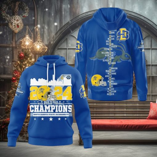 2024 Back To Back Ncaa Division I Football Champions South Dakota State Jackrabbits 3d Shirt Hoodie