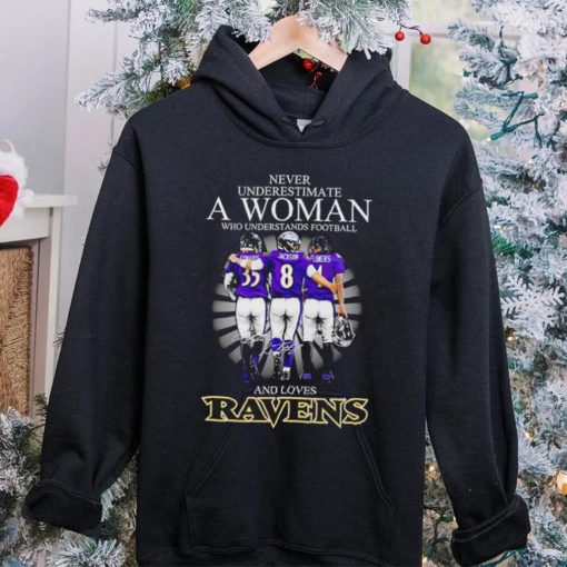 2024 Baltimore Ravens never underestimate a woman who understands football and loves Ravens hoodie, sweater, longsleeve, shirt v-neck, t-shirt