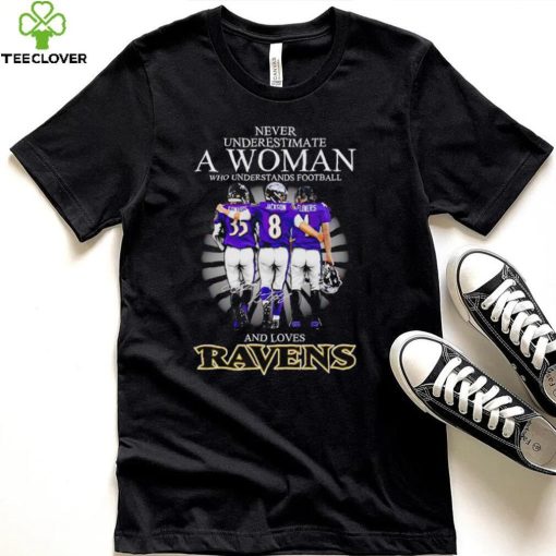 2024 Baltimore Ravens never underestimate a woman who understands football and loves Ravens hoodie, sweater, longsleeve, shirt v-neck, t-shirt