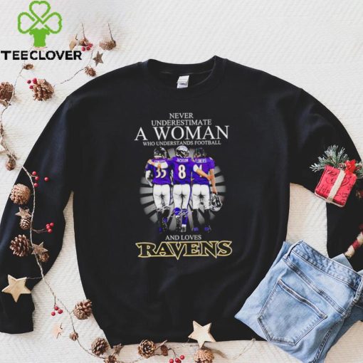 2024 Baltimore Ravens never underestimate a woman who understands football and loves Ravens hoodie, sweater, longsleeve, shirt v-neck, t-shirt