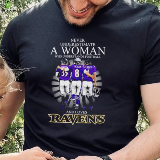 2024 Baltimore Ravens never underestimate a woman who understands football and loves Ravens hoodie, sweater, longsleeve, shirt v-neck, t-shirt