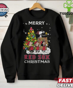 2024 Boston Red Sox Snoopy And Friends Merry Christmas Shirt