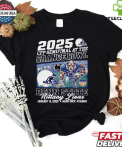 2024 CFP Semifinal at the Orange Bowl We Are Penn State Nittany Lions Mascot T-shirt, featuring a dynamic mascot design, unisex fit, fan-favorite style, celebrating Penn State's appearance in the 2024 CFP Semifinal at the Orange Bowl. Perfect for Penn State fans to show their team spirit and pride.
