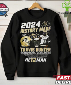 2024 Colorado Buffaloes History Made Travis Hunter Heisman Trophy Winner T Shirt