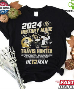 2024 Colorado Buffaloes History Made Travis Hunter Heisman Trophy Winner T Shirt