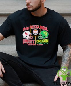 2024 Fiesta Bowl Liberty Flames vs. Oregon Ducks Dueling Helmet Shirt