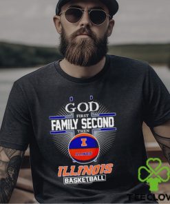 2024 God first family second then Illinois basketball shirt