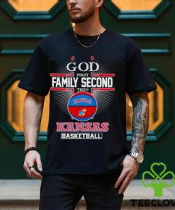 2024 God first family second then Kansas basketball shirt
