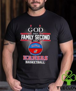 2024 God first family second then Kansas basketball shirt