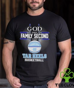 2024 God first family second then Tar Heels basketball shirt