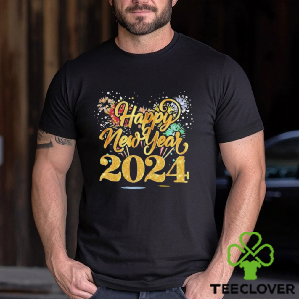 2024 Happy New Year gold glitter firework shirt 2024 Happy New Year gold glitter firework shirt
