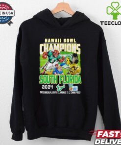 2024 Hawaii Bowl Champions South Florida Football Shirt, featuring celebratory graphics and team branding to honor the Bulls' victory in the 2024 Hawaii Bowl. Perfect for fans commemorating this exciting championship win.