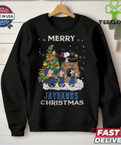 2024 Kansas Jayhawks Snoopy And Friends Merry Christmas Shirt