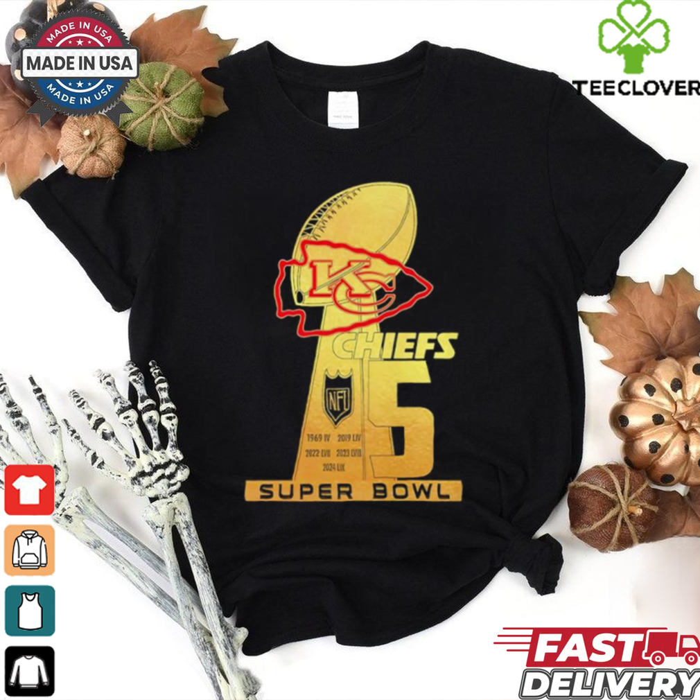 2024 LIX Super Bowl Trophy 5 Kansas City Chiefs shirt 2024 LIX Super Bowl Trophy 5 Kansas City Chiefs shirt