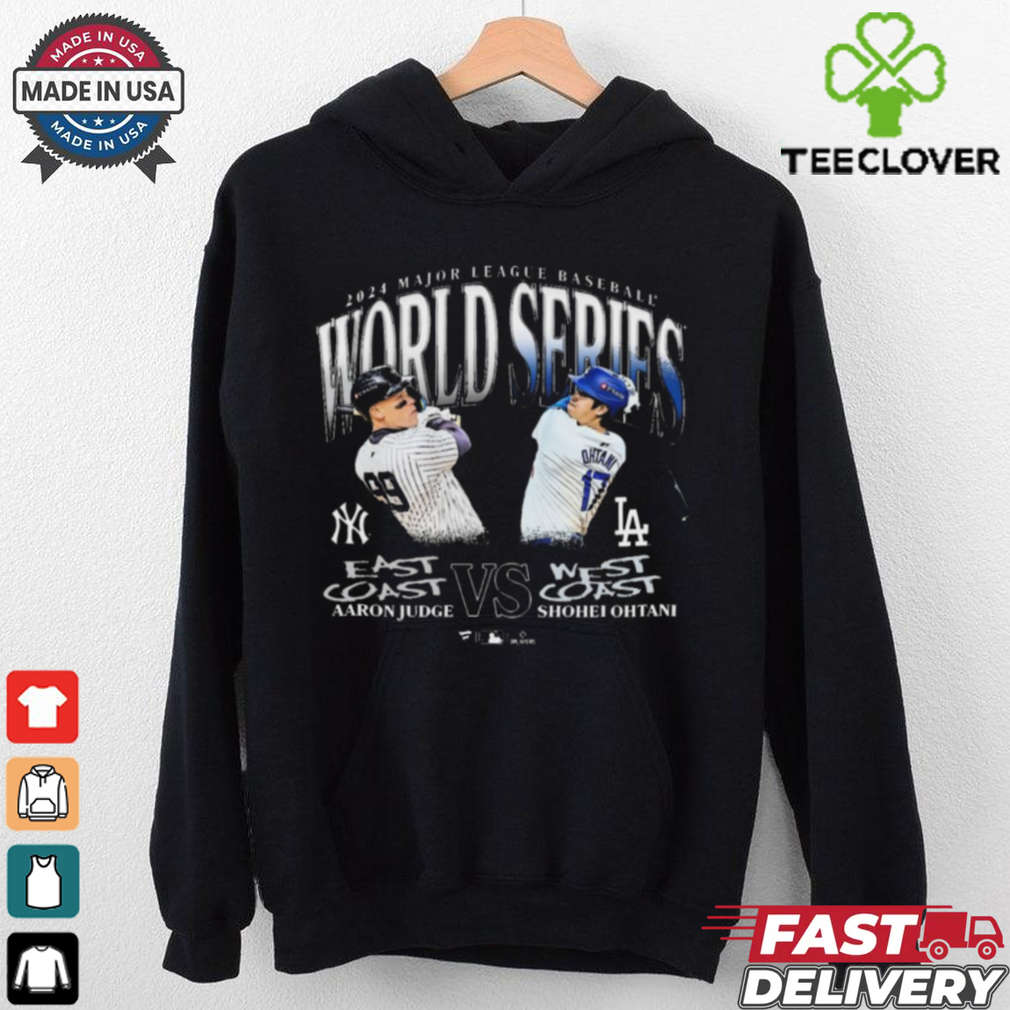2024 Major League Baseball New York Yankees Aaron Judge East Coast vs. Los Angeles Dodgers Shohei Ohtani West Coast 2024 World Series Matchup t shirt 2024 Major League Baseball New York Yankees Aaron Judge East Coast vs. Los Angeles Dodgers Shohei Ohtani West Coast 2024 World Series Matchup t shirt