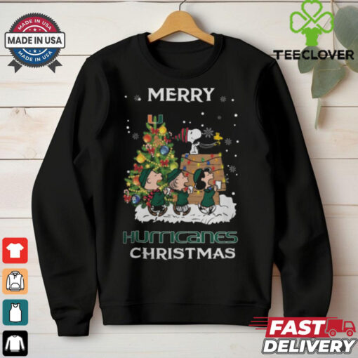2024 Miami Hurricanes Snoopy And Friends Merry Christmas Shirt