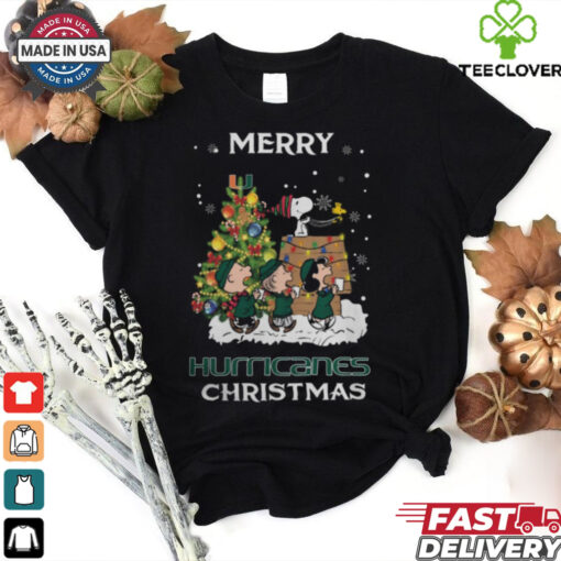2024 Miami Hurricanes Snoopy And Friends Merry Christmas Shirt