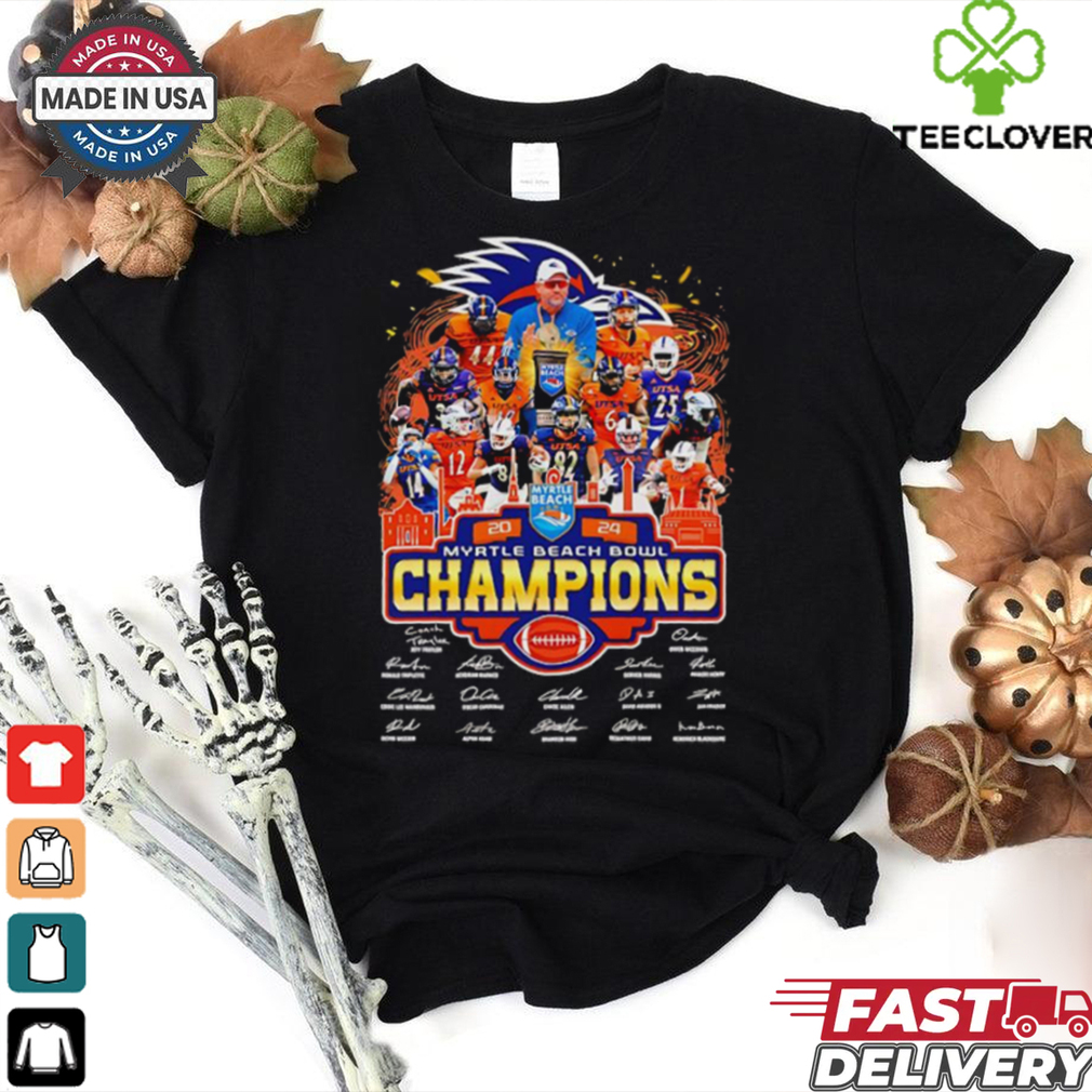 2024 Myrtle Beach Bowl Champions UTSA Roadrunners players signatures shirt 2024 Myrtle Beach Bowl Champions UTSA Roadrunners players signatures shirt