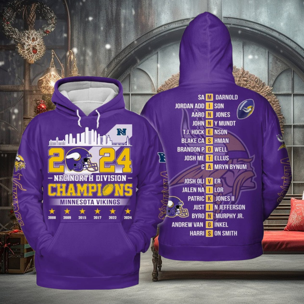 2024 NFC North Division Champions Minnesota Vikings Hoodie T Shirt 2024 NFC North Division Champions Minnesota Vikings Hoodie T Shirt