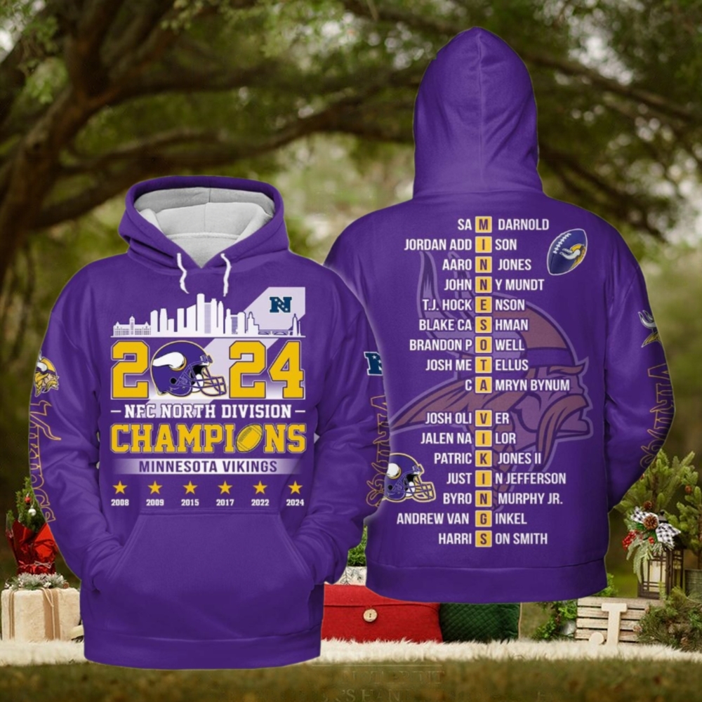 2024 NFC North Division Champions Minnesota Vikings Hoodie T Shirt 2024 NFC North Division Champions Minnesota Vikings Hoodie T Shirt