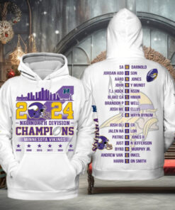 2024 NFC North Division Champions Minnesota Vikings White Hoodie T Shirt