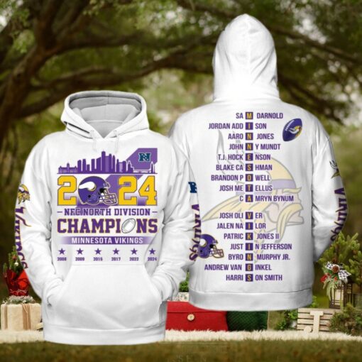 2024 NFC North Division Champions Minnesota Vikings White Hoodie T Shirt