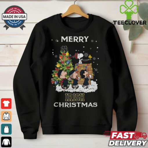 2024 Notre Dame Fighting Irish Snoopy And Friends Merry Christmas Shirt
