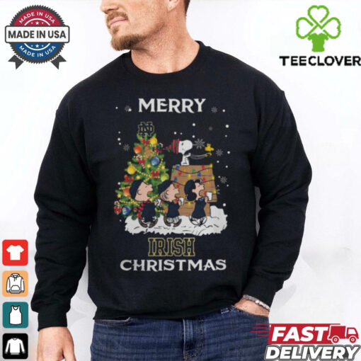 2024 Notre Dame Fighting Irish Snoopy And Friends Merry Christmas Shirt